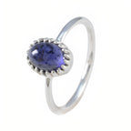 Iolite Solitaire Turkish 925 Silver Blue Gemstones Delicate Glamorous Ring Jewelry