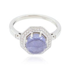 Iolite Solitaire American Silver Blue Gemstone Whisper thin Luxurious Ring Jewellery