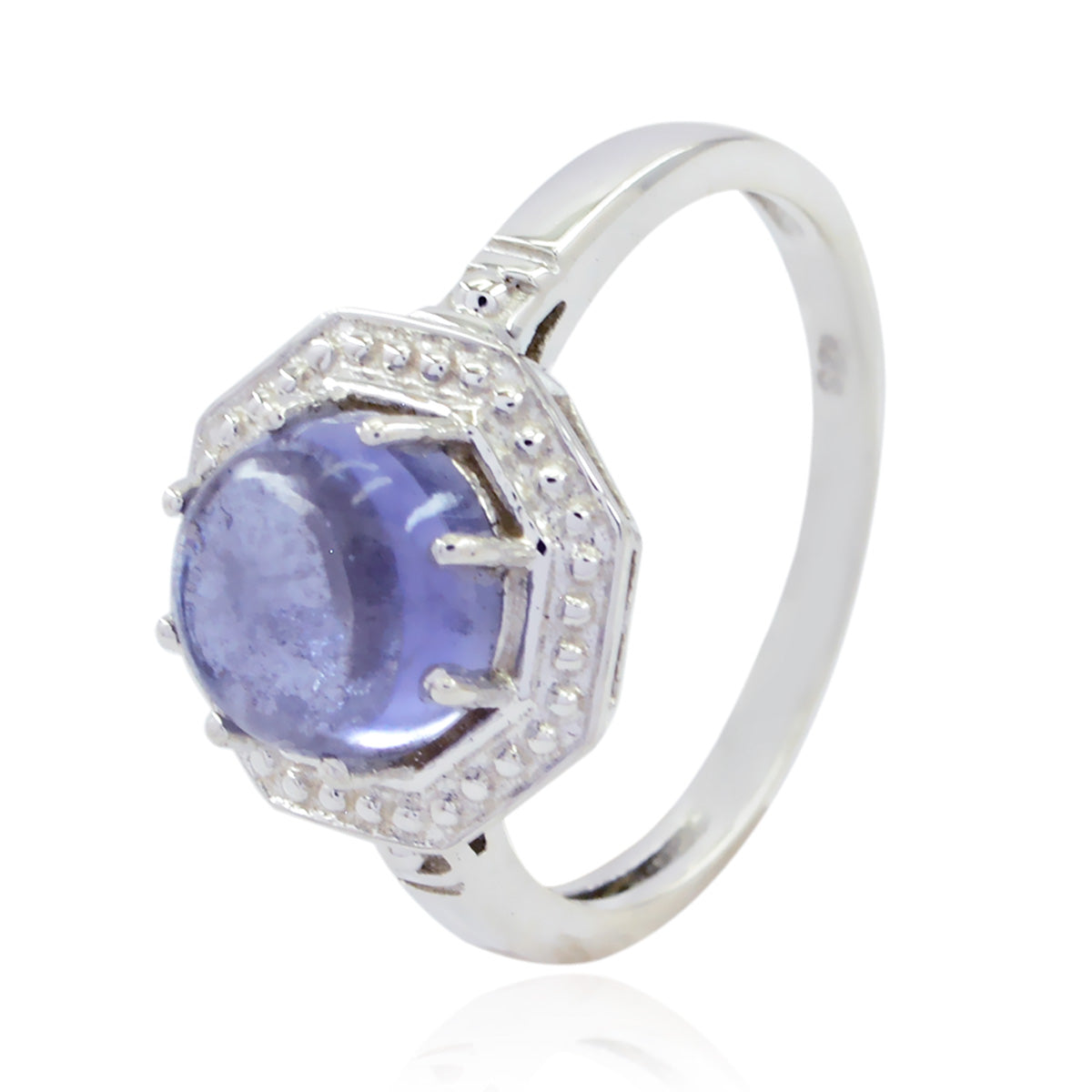 Iolite Solitaire American Silver Blue Gemstone Whisper thin Luxurious Ring Jewellery