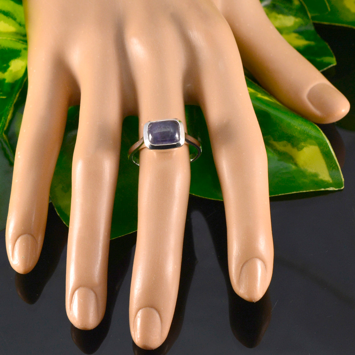 Iolite Solitaire Russian 92.5 Silver Blue Gems Slim Fairytale Ring Jewelry