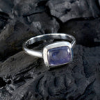 Iolite Solitaire Russian 92.5 Silver Blue Gems Slim Fairytale Ring Jewelry