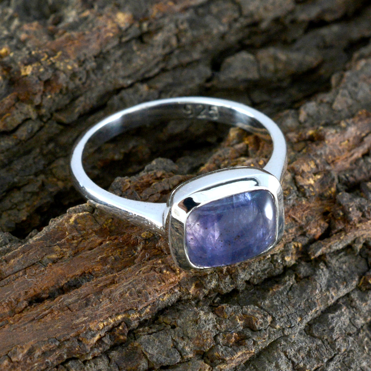 Iolite Solitaire Russian 92.5 Silver Blue Gems Slim Fairytale Ring Jewelry