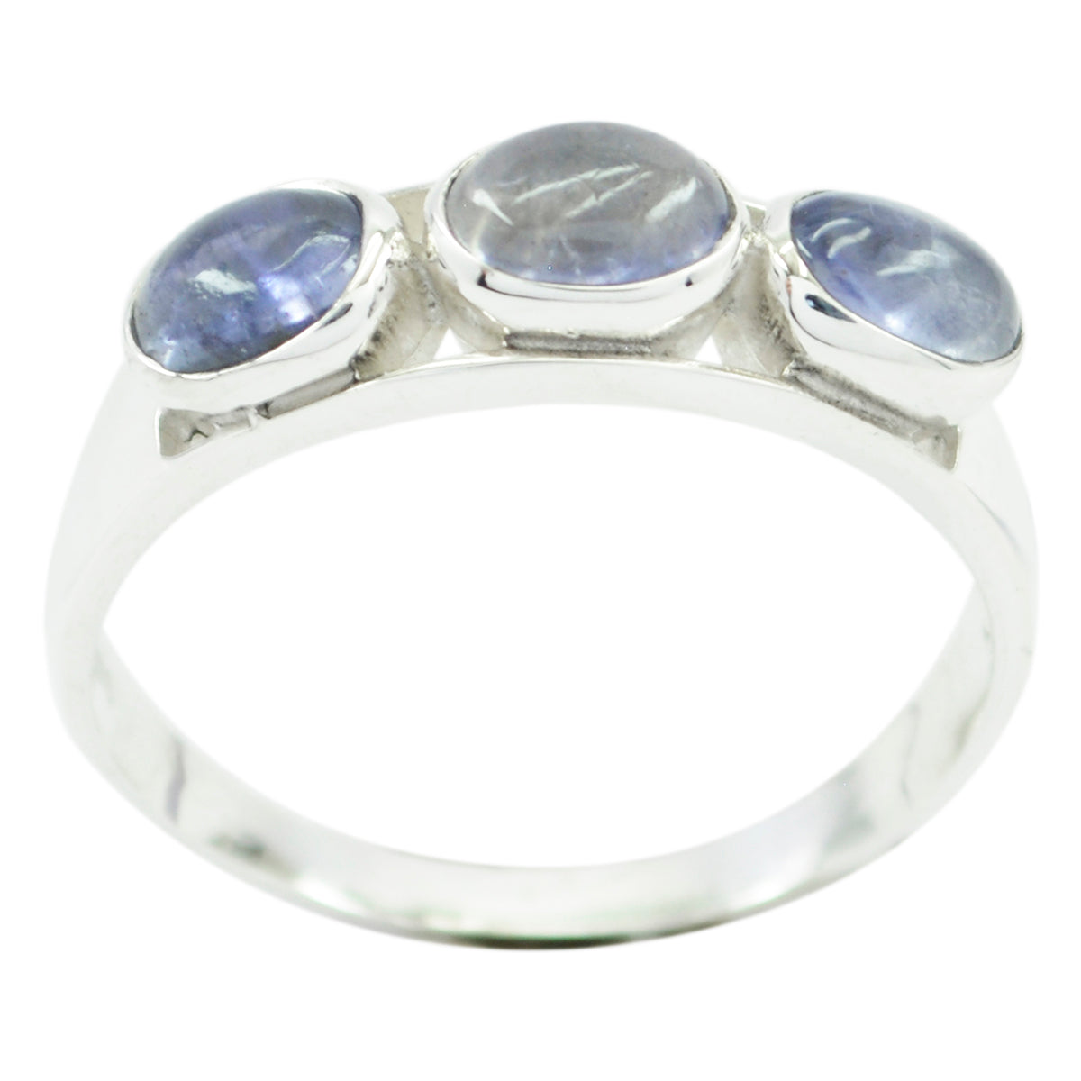 Iolite Trilogy Japanese Sterling Silver Blue Gemstone Dainty Feminine Ring Jewellery