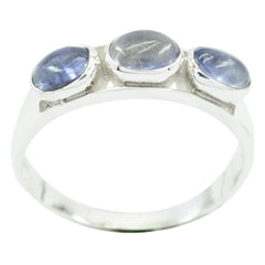 Iolith-Trilogie, japanischer Sterlingsilber, blauer Edelstein, zierlicher, femininer Ring, Schmuck