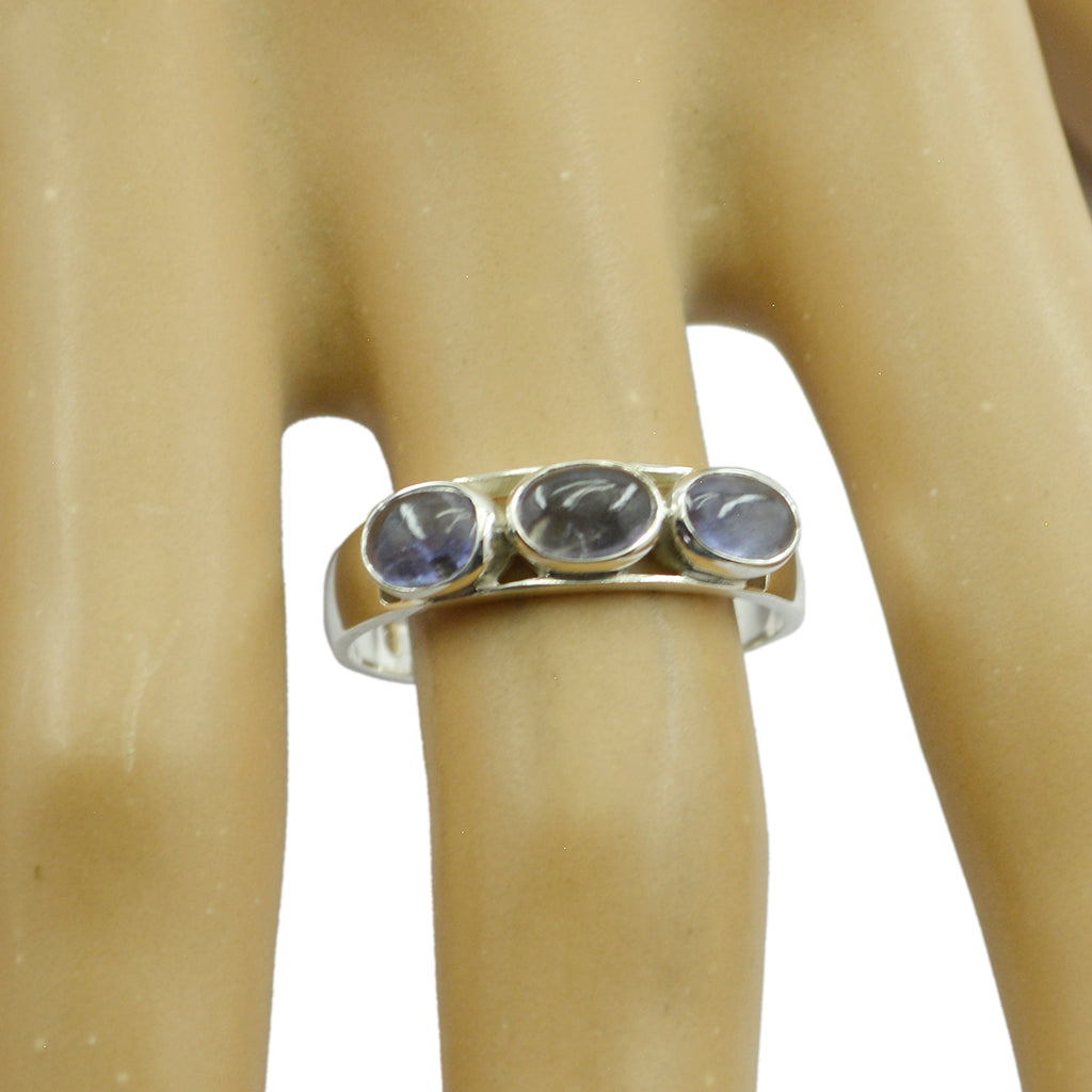Iolite Trilogy Japanese Sterling Silver Blue Gemstone Dainty Feminine Ring Jewellery