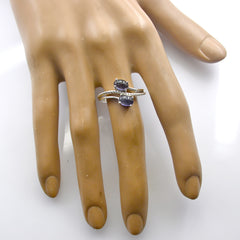 Iolite Toi et Moi Korean 925 Silver Blue Gemstone Whisper thin Graceful Ring Jewelry