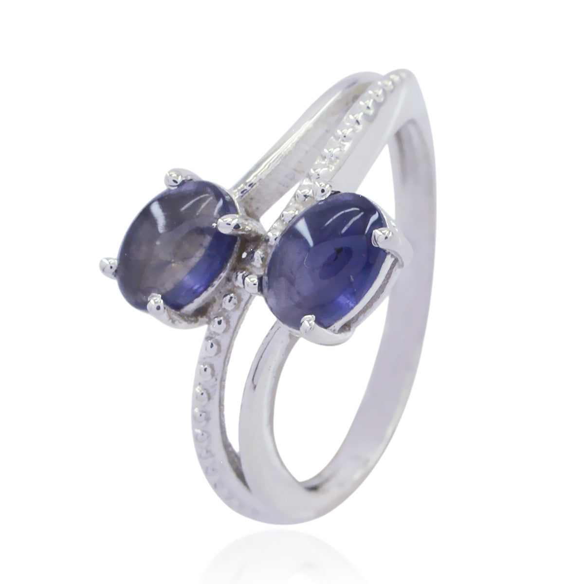 Iolite Toi et Moi Korean 925 Silver Blue Gemstone Whisper thin Graceful Ring Jewelry