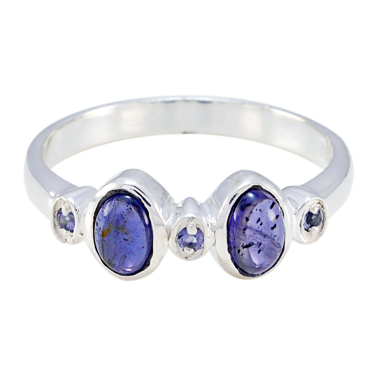 Iolite Halo Turkish 925 Silver Blue Gemstones Dainty Abstract Ring Jewellery