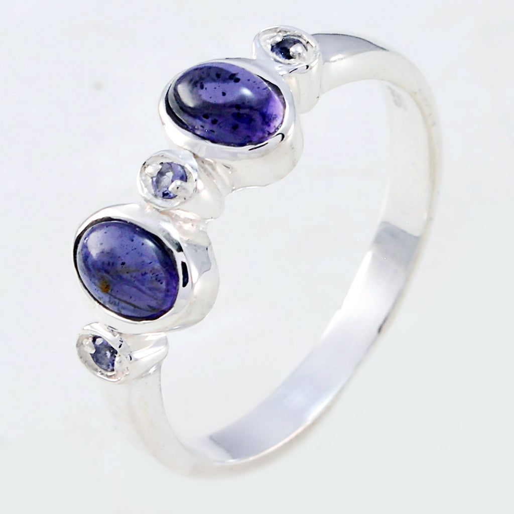 Iolite Halo Turkish 925 Silver Blue Gemstones Dainty Abstract Ring Jewellery