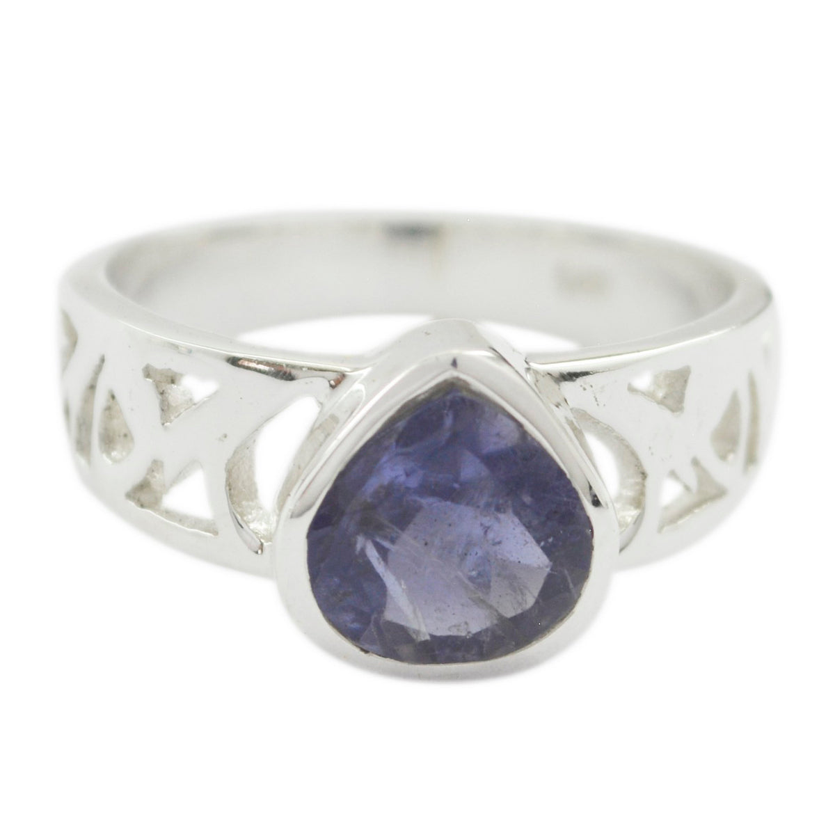 Iolite Solitaire Moroccan Sterling Silver Blue Gemstones Classic Heart Ring Jewelry Hoofdafbeelding