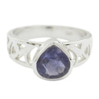 Iolite Solitaire Moroccan Sterling Silver Blue Gemstones Classic Heart Ring Jewelry