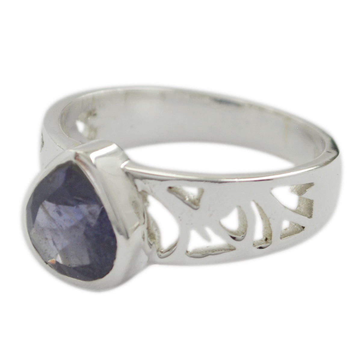 Ioliet Solitaire Marokkaanse Sterling Zilveren Blauwe Edelstenen Klassieke Hart Ring Sieraden Secundaire afbeelding