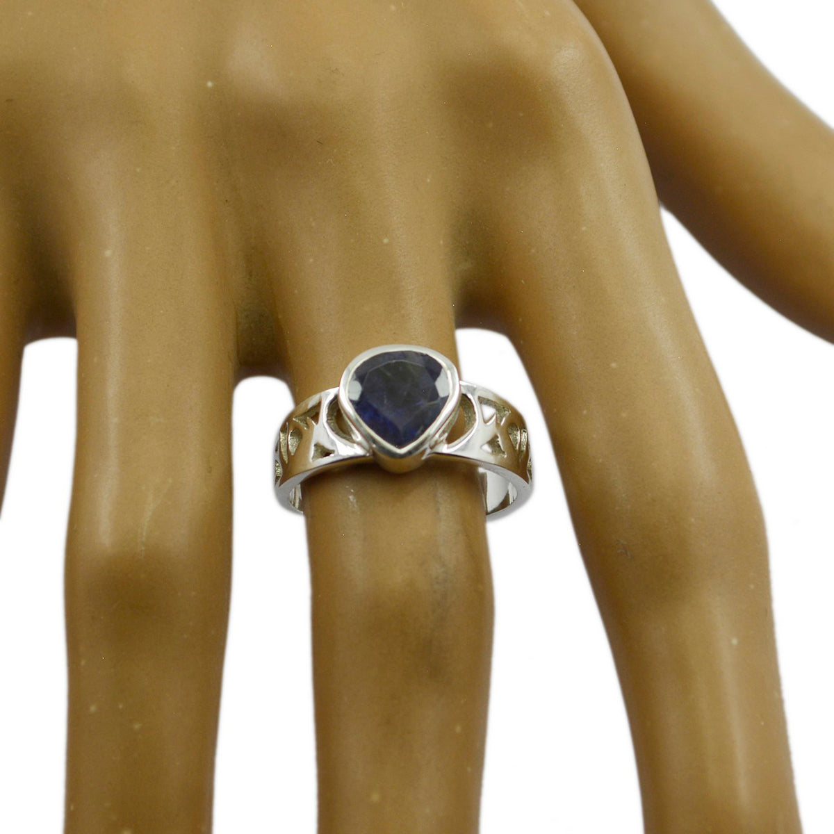 Iolite Solitaire Moroccan Sterling Silver Blue Gemstones Classic Heart Ring Jewelry