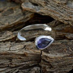 Iolite Solitaire Turkish 92.5 Silver Blue Gemstones Whisper thin Glamorous Ring Jewelry