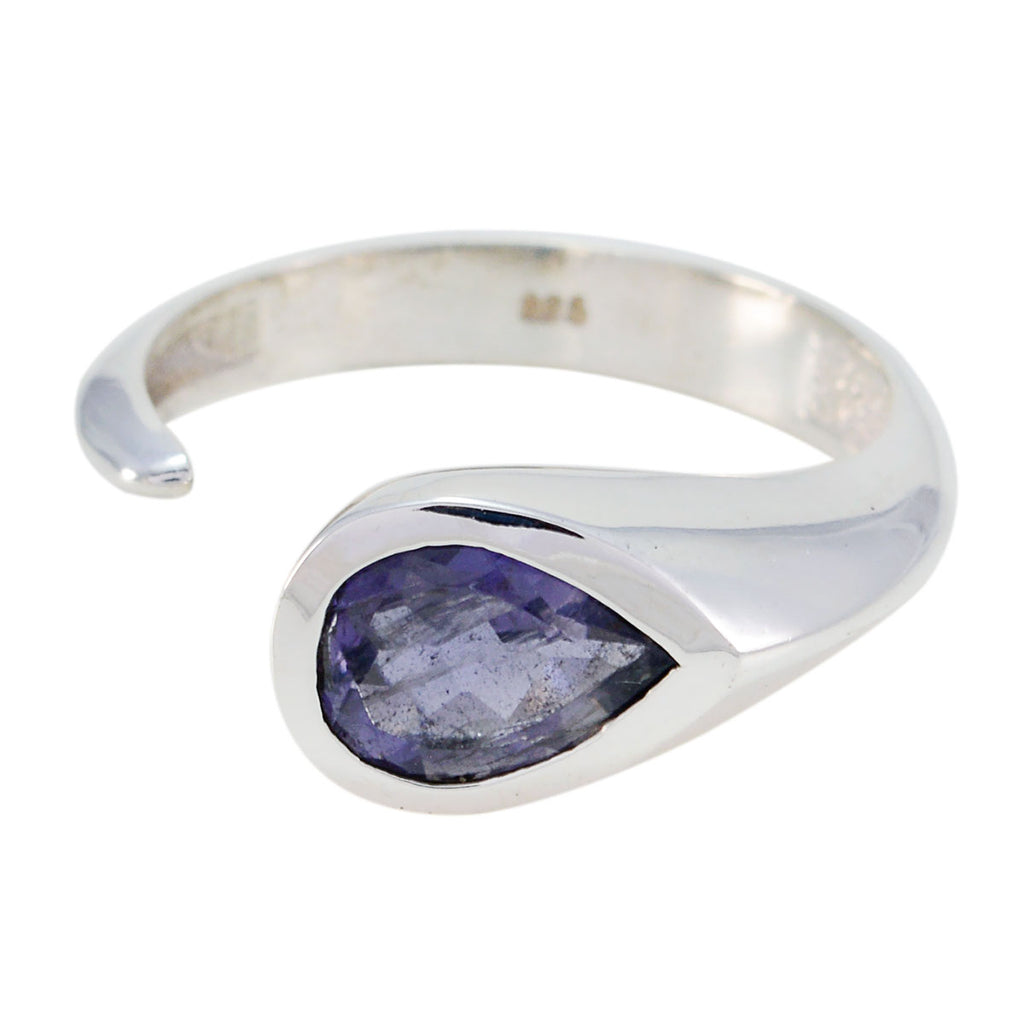 Iolite Solitaire Turkish 92.5 Silver Blue Gemstones Whisper thin Glamorous Ring Jewelry