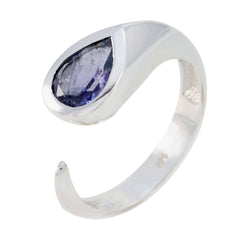 Iolite Solitaire Turkish 92.5 Silver Blue Gemstones Whisper thin Glamorous Ring Jewelry