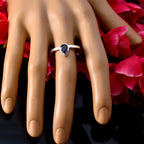 Iolite Solitaire Japanese Sterling Silver Blue Gemstones Delicate Heart Ring Jewellery