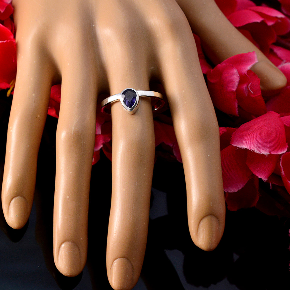 Iolite Solitaire Japanese Sterling Silver Blue Gemstones Delicate Heart Ring Jewellery