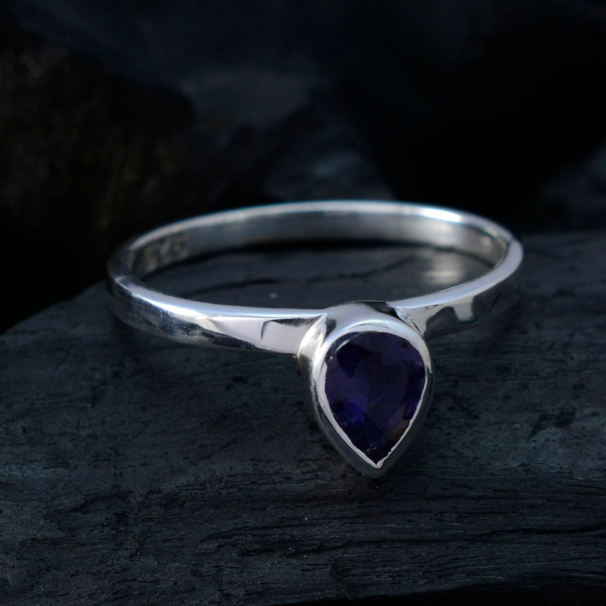 Iolite Solitaire Japanese Sterling Silver Blue Gemstones Delicate Heart Ring Jewellery