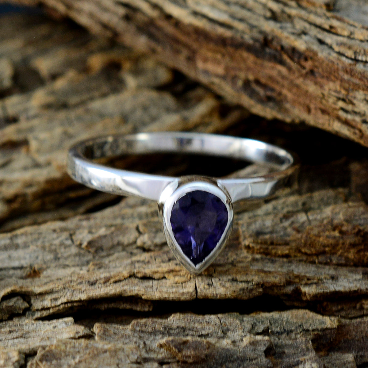 Iolite Solitaire Japanese Sterling Silver Blue Gemstones Delicate Heart Ring Jewellery