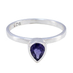 Iolite Solitaire Japanese Sterling Silver Blue Gemstones Delicate Heart Ring Jewellery