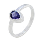 Iolite Solitaire Japanese Sterling Silver Blue Gemstones Delicate Heart Ring Jewellery