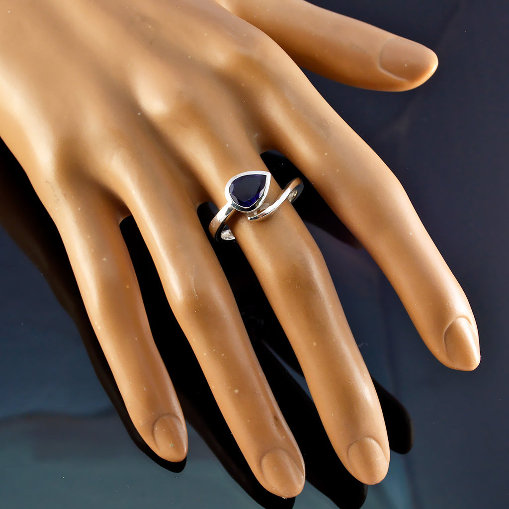 Iolite Solitaire German Silver Blue Gemstones Featherlight Graceful Ring Jewelry
