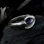 Iolite Solitaire German Silver Blue Gemstones Featherlight Graceful Ring Jewelry