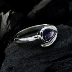Iolite Solitaire German Silver Blue Gemstones Featherlight Graceful Ring Jewelry