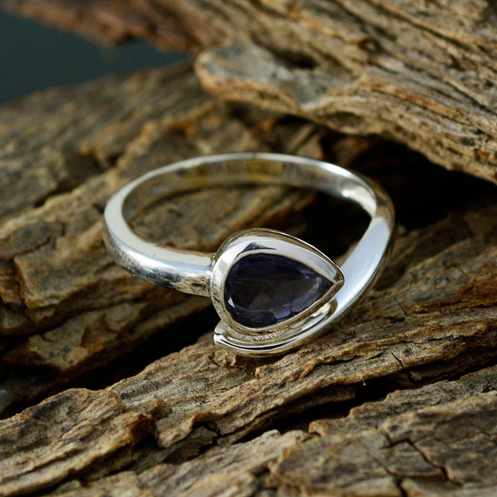 Iolite Solitaire German Silver Blue Gemstones Featherlight Graceful Ring Jewelry