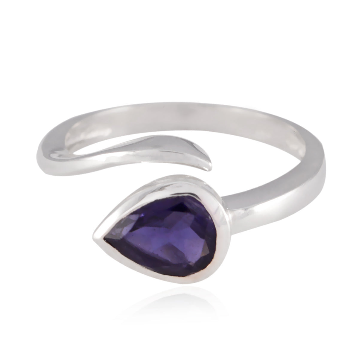 Iolite Solitaire German Silver Blue Gemstones Featherlight Graceful Ring Jewelry Huvudsaklig produktbild