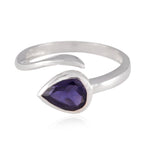 Iolite Solitaire German Silver Blue Gemstones Featherlight Graceful Ring Jewelry