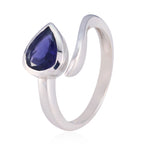 Iolite Solitaire German Silver Blue Gemstones Featherlight Graceful Ring Jewelry
