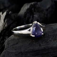 Iolite Solitaire American 925 Silver Blue Gems Whisper thin Love Ring Jewellery