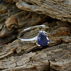 Iolite Solitaire American 925 Silver Blue Gems Whisper thin Love Ring Jewellery