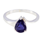 Iolite Solitaire American 925 Silver Blue Gems Whisper thin Love Ring Jewellery