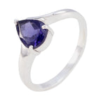 Iolite Solitaire American 925 Silver Blue Gems Whisper thin Love Ring Jewellery