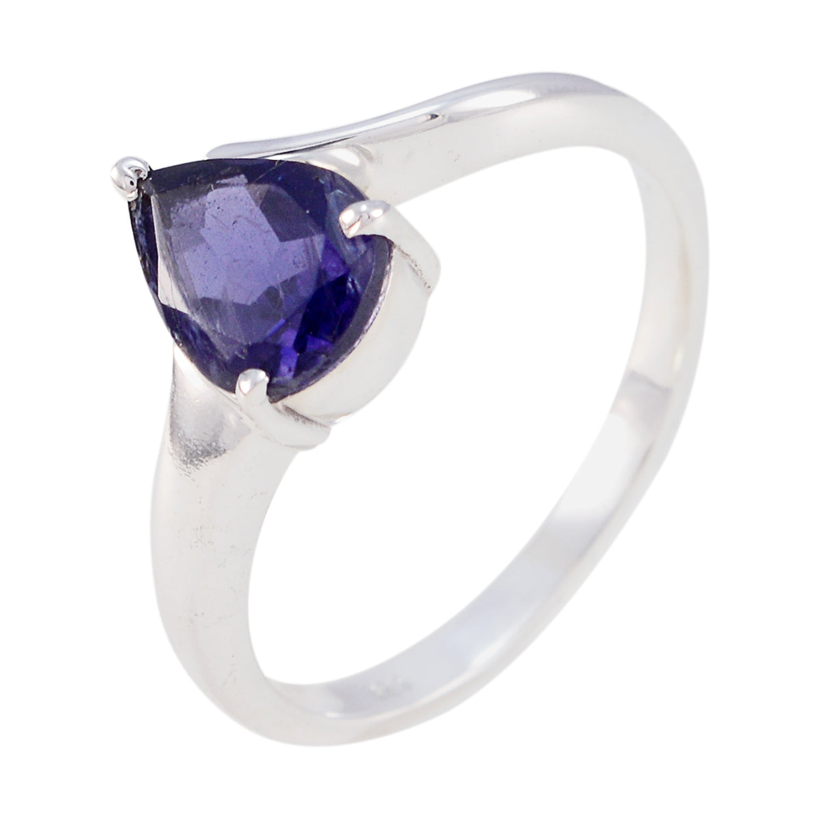 Iolite Solitaire American 925 Silver Blue Gems Whisper thin Love Ring Jewellery