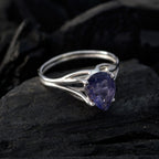 Iolite Solitaire Japanese 925 Sterling Silver Blue Gemstones Dainty wedding Ring Jewelry