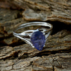 Iolite Solitaire Japanese 925 Sterling Silver Blue Gemstones Dainty wedding Ring Jewelry