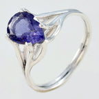 Iolite Solitaire Japanese 925 Sterling Silver Blue Gemstones Dainty wedding Ring Jewelry