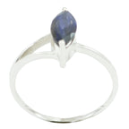 Iolite Solitaire Turkish 925 Sterling Silver Blue Gemstone Elegant  Modern Ring Jewelry