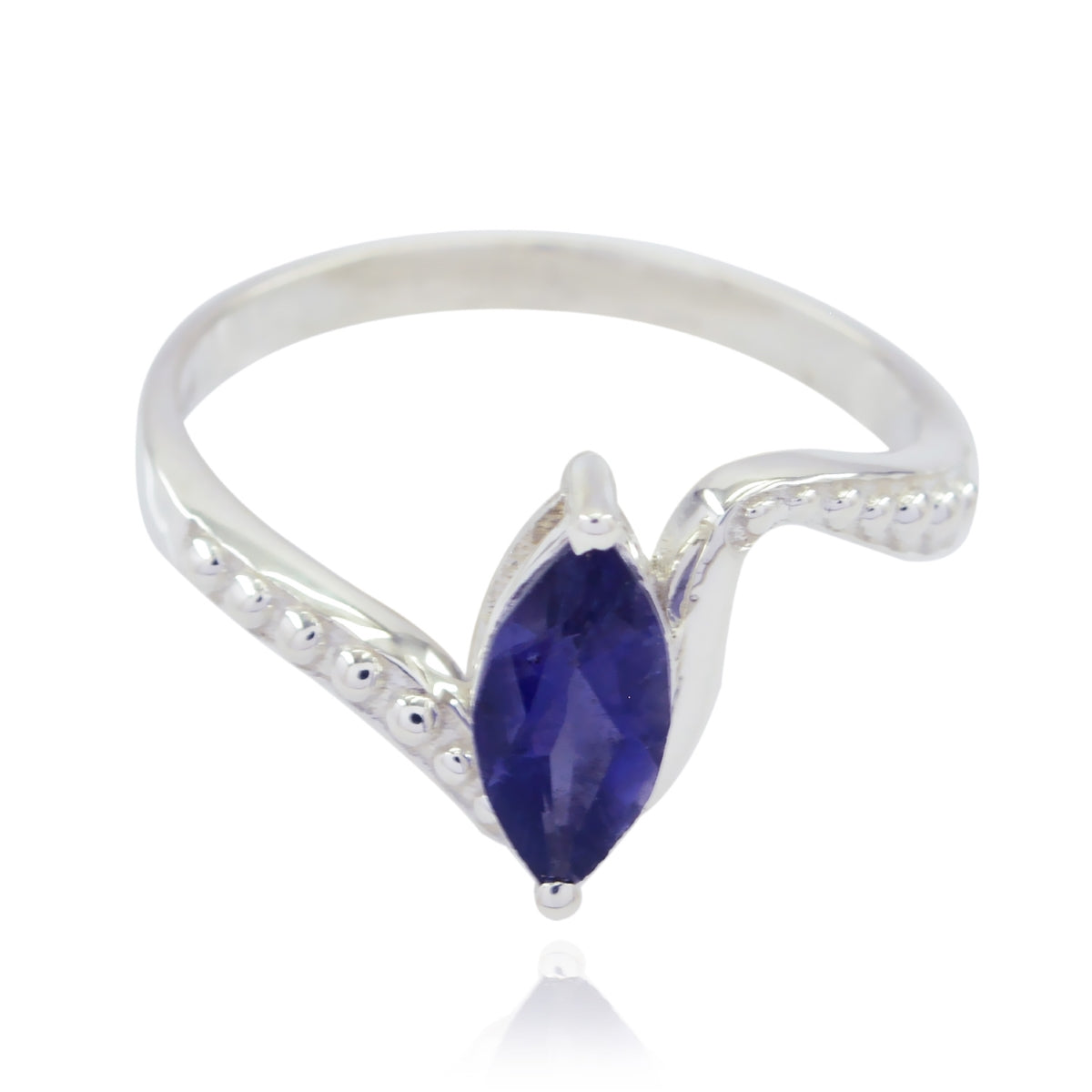 Iolite Solitaire Turkish 925 Silver Blue Gems Whisper thin Trendy Ring Jewelry Immagine principale del prodotto