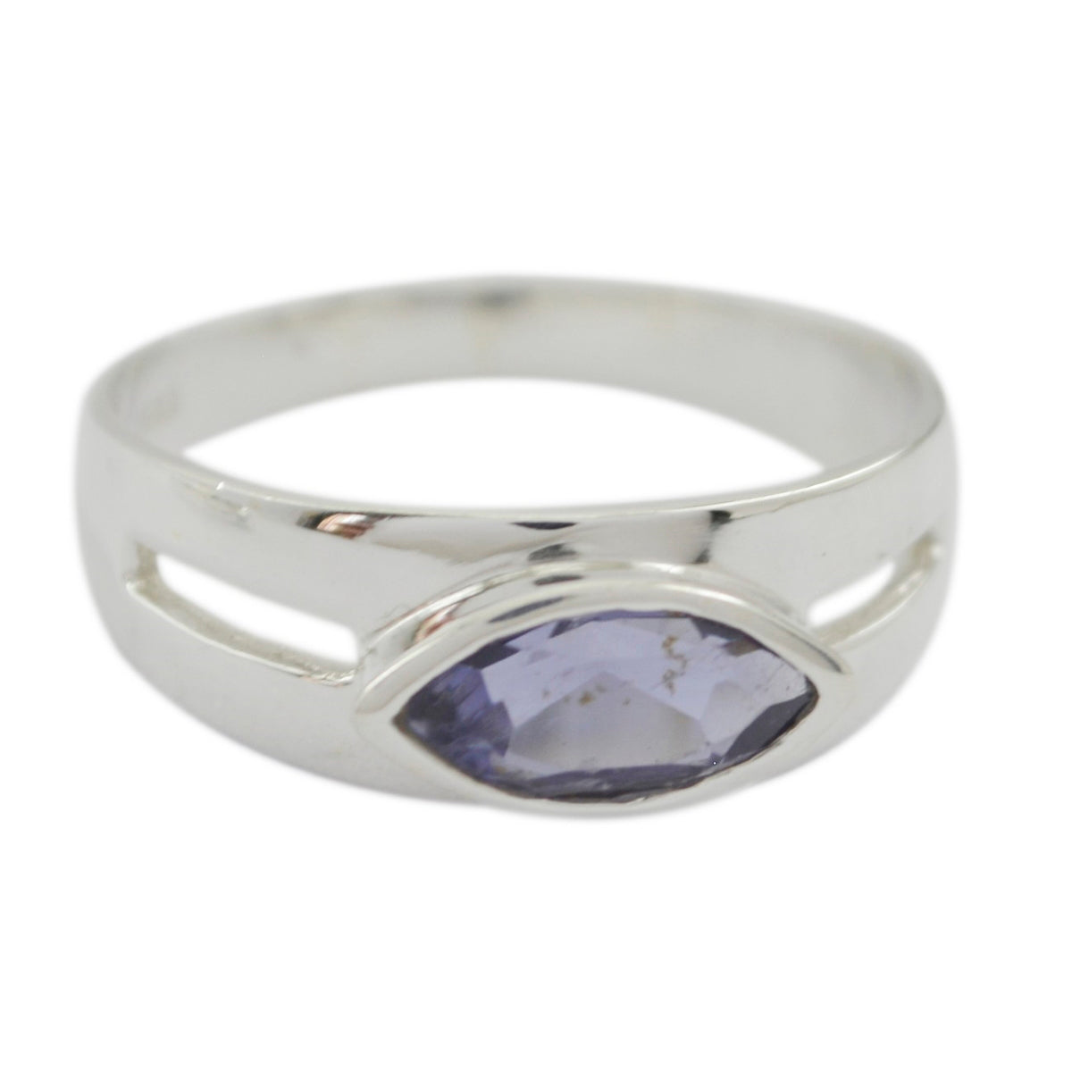 Iolite Solitaire Indian Sterling Silver Blue Gems Slim Trendy Ring Jewellery Immagine principale del prodotto