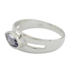 Iolite Solitaire Indian Sterling Silver Blue Gems Slim Trendy Ring Jewellery