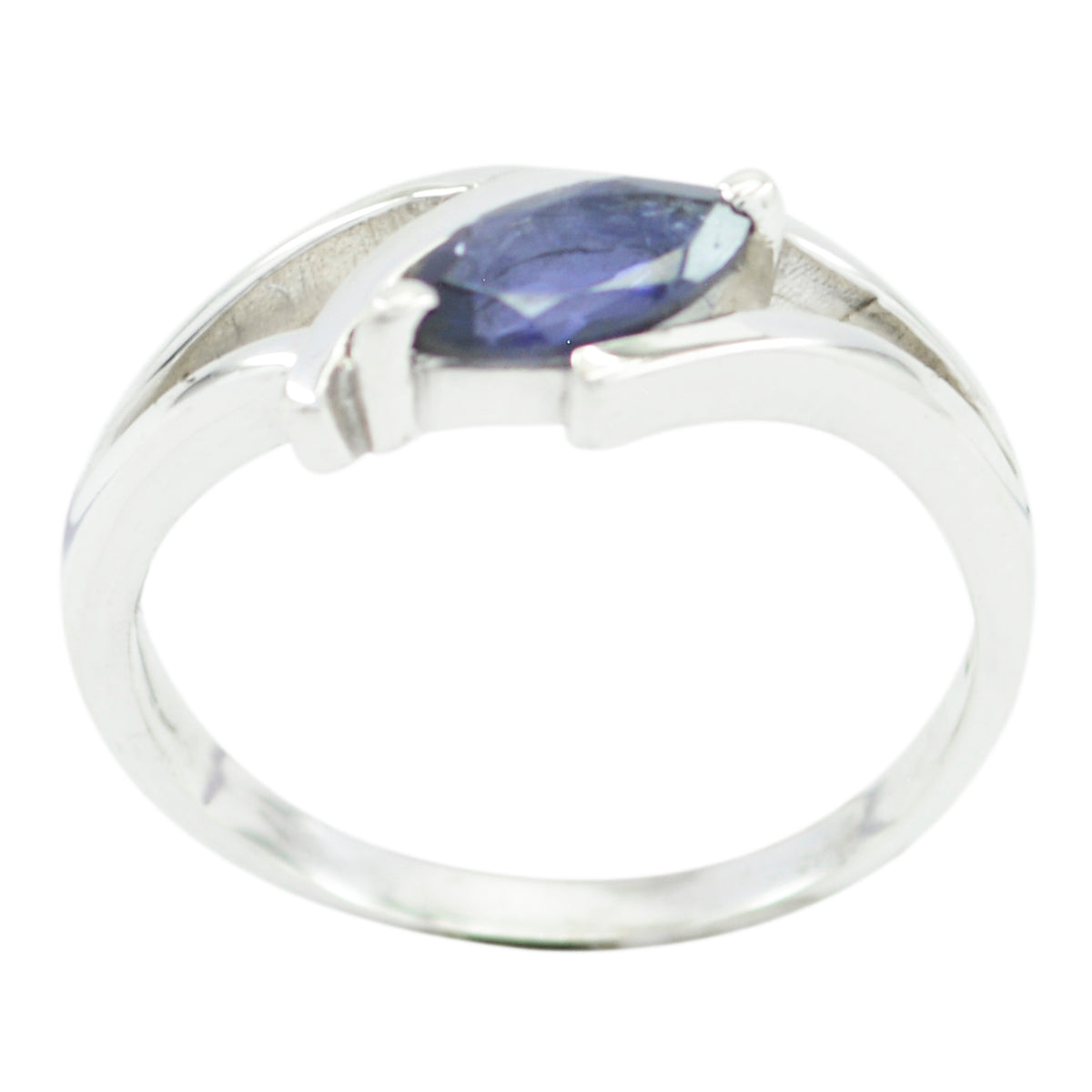 Iolite Solitaire American Silver Blue Gems Dainty Trendy Ring Jewelry
