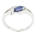Iolite Solitaire American Silver Blue Gems Dainty Trendy Ring Jewelry