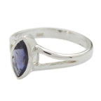 Iolite Solitaire Turkish 92.5 Silver Blue Gemstones Dainty Geometric Ring Jewellery