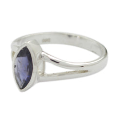 Iolite Solitaire Turkish 92.5 Silver Blue Gemstones Dainty Geometric Ring Jewellery