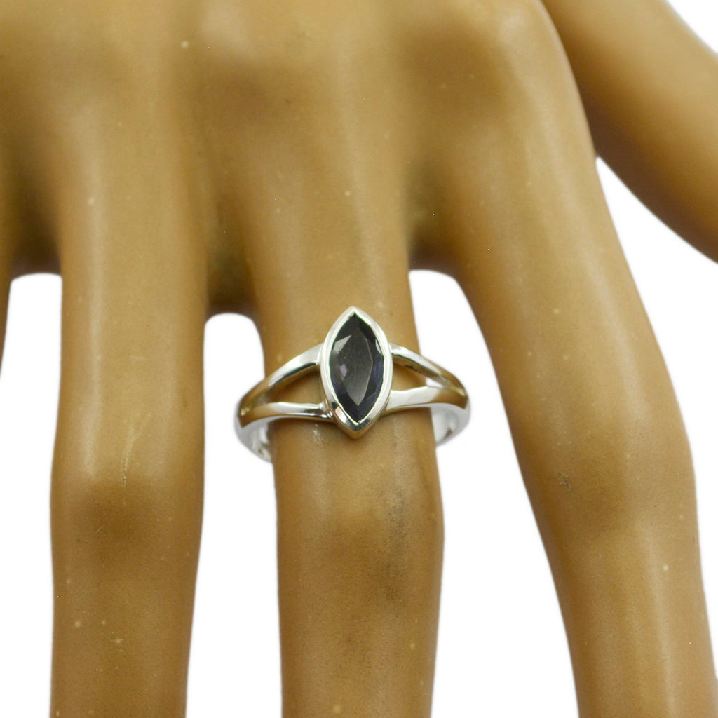 Iolite Solitaire Turkish 92.5 Silver Blue Gemstones Dainty Geometric Ring Jewellery